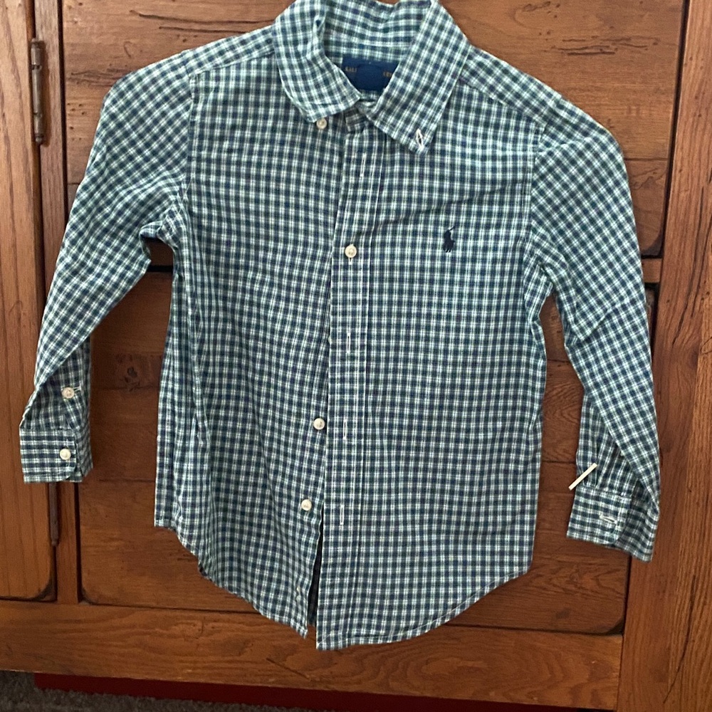 Ralph Lauren Kids Blue Checkered Button Down Shirt